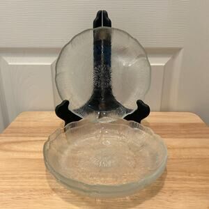 Set of 3 Vintage Arcoroc Fleur 8" Coupe Soup Bowls Clear Textured Glass France